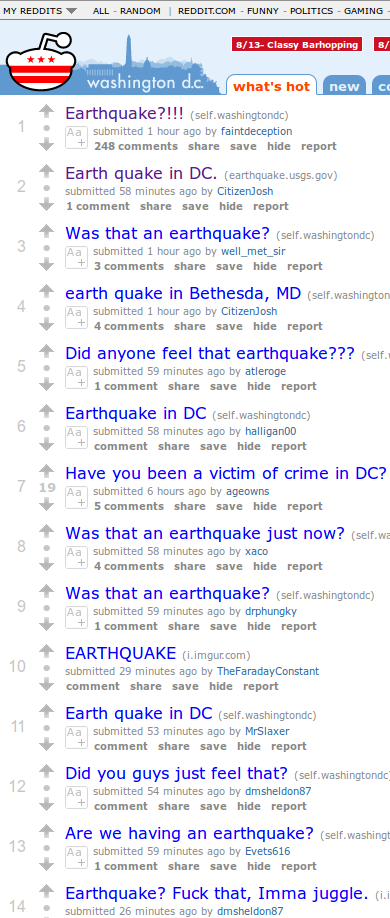 An earthquake??? Quick! To The Internet!