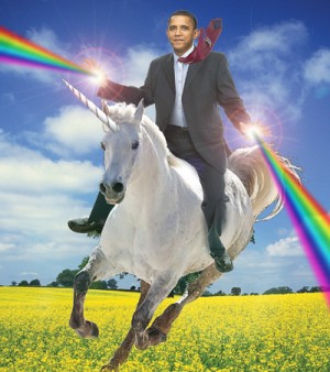 Obama, rainbow, unicorn
