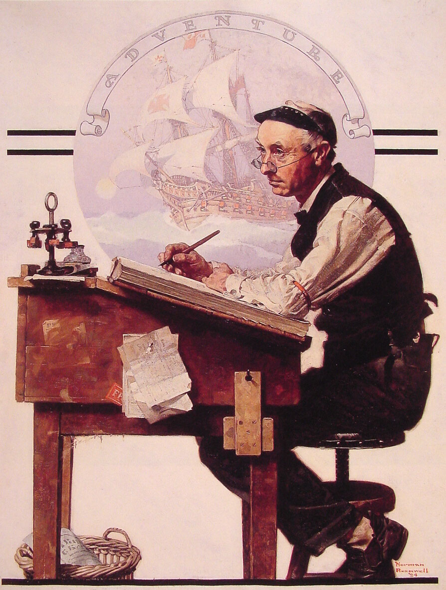 Daydreaming Bookkeeper (by Norman Rockwell)