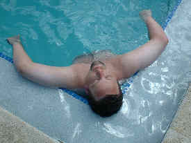 Our Favorite Geek conked out in the pool