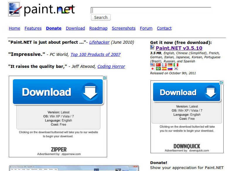 Paint.NET homepage