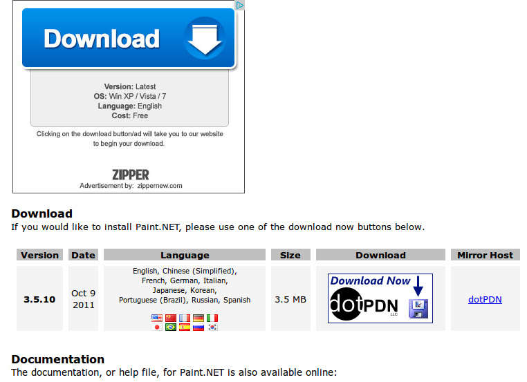 Paint.NET download page