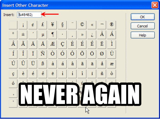 Character maps: never again