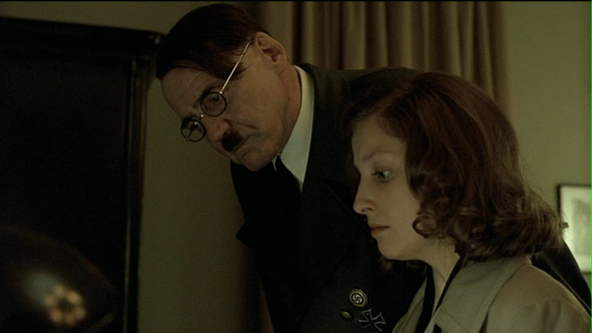 Adolf Hitler (Bruno Ganz) gives dictation to Traudl Junge (Alexandra Maria Lara) in "Downfall"